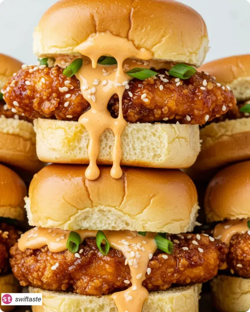 Bang Bang Chicken Sliders featured image with crispy panko chicken
