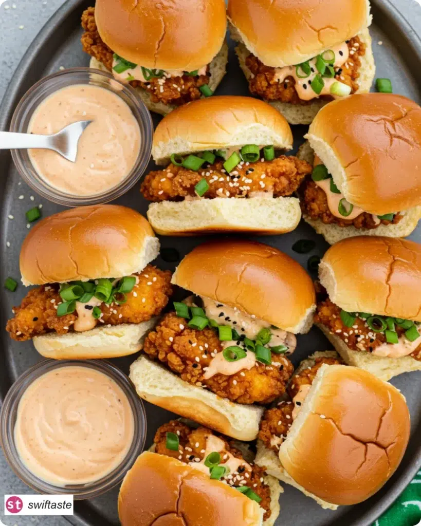 Serving Bang Bang Chicken Sliders with extra sauce