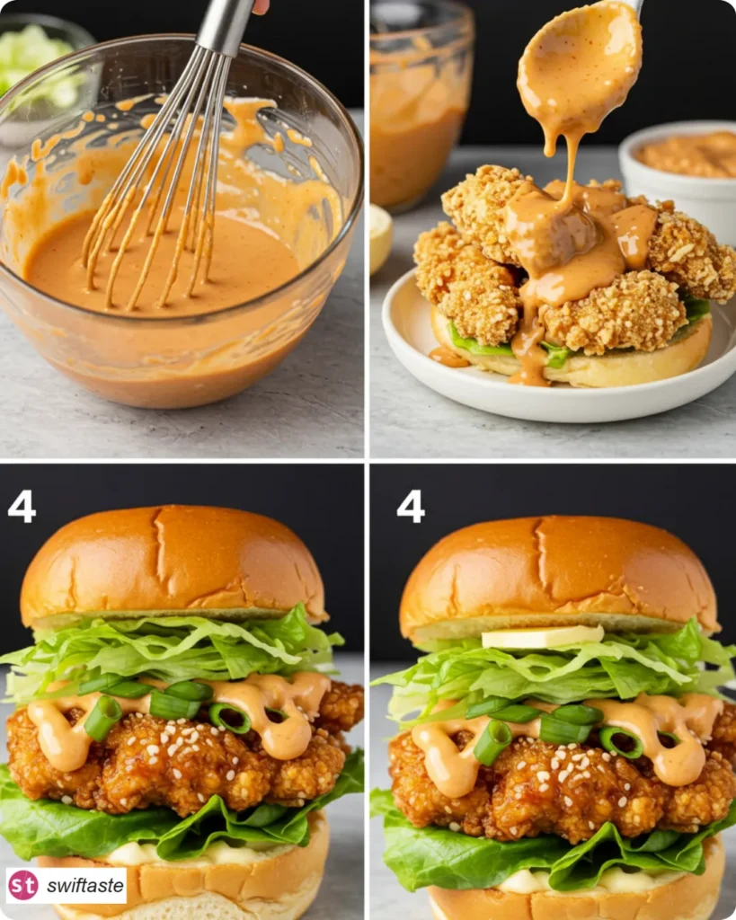 Step-by-step Bang Bang Chicken Sliders process