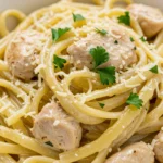Served Creamy Garlic Parmesan Chicken Pasta with parsley