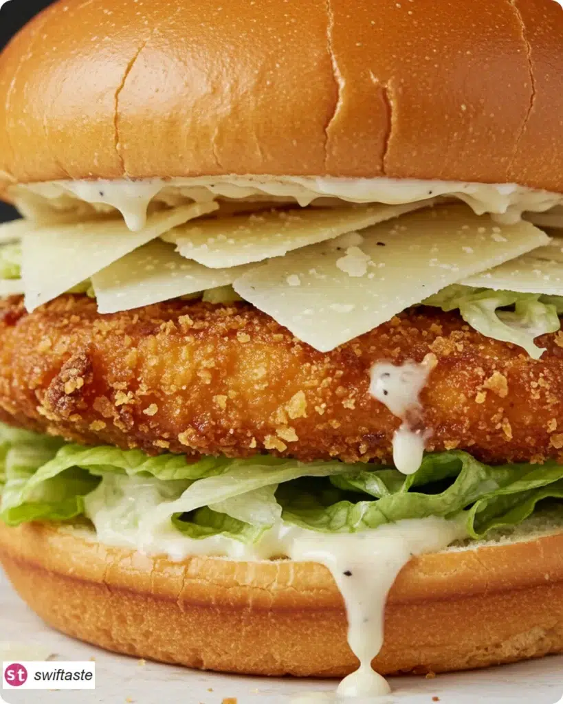 Crunchy Chicken Caesar Sandwich with crispy cutlet and Caesar dressing