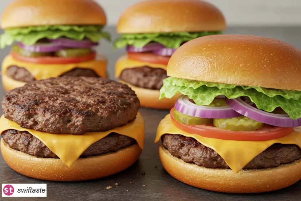 Easy Stovetop Burgers with melty cheese on toasted buns
