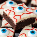 Eyeball Brownies with candy eyes and red gel veins
