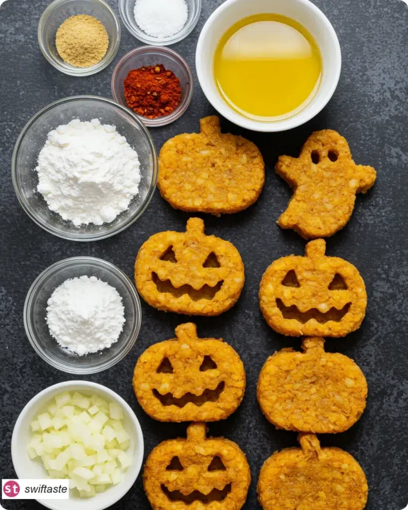 Halloween Hash Browns ingredients grated potatoes cornstarch spices