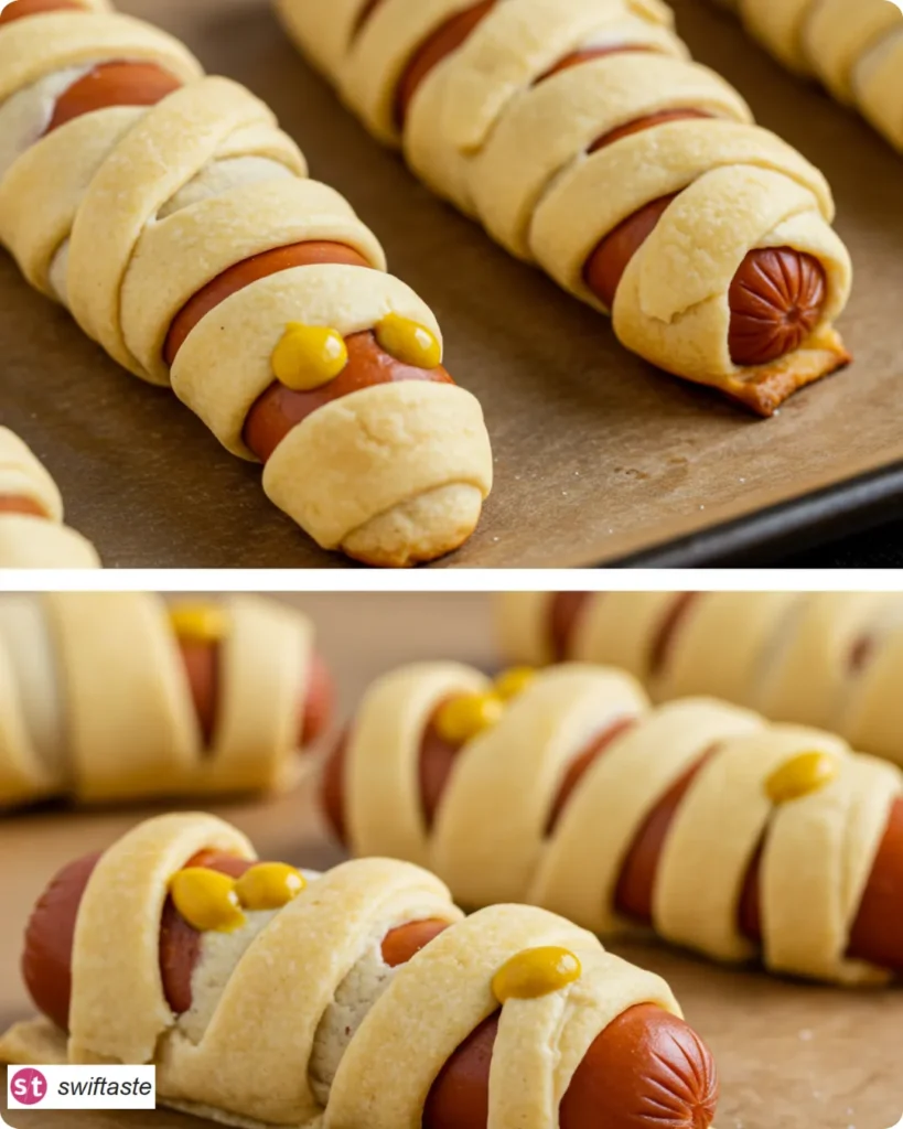 Wrapping and baked Mummy Pigs in a Blanket