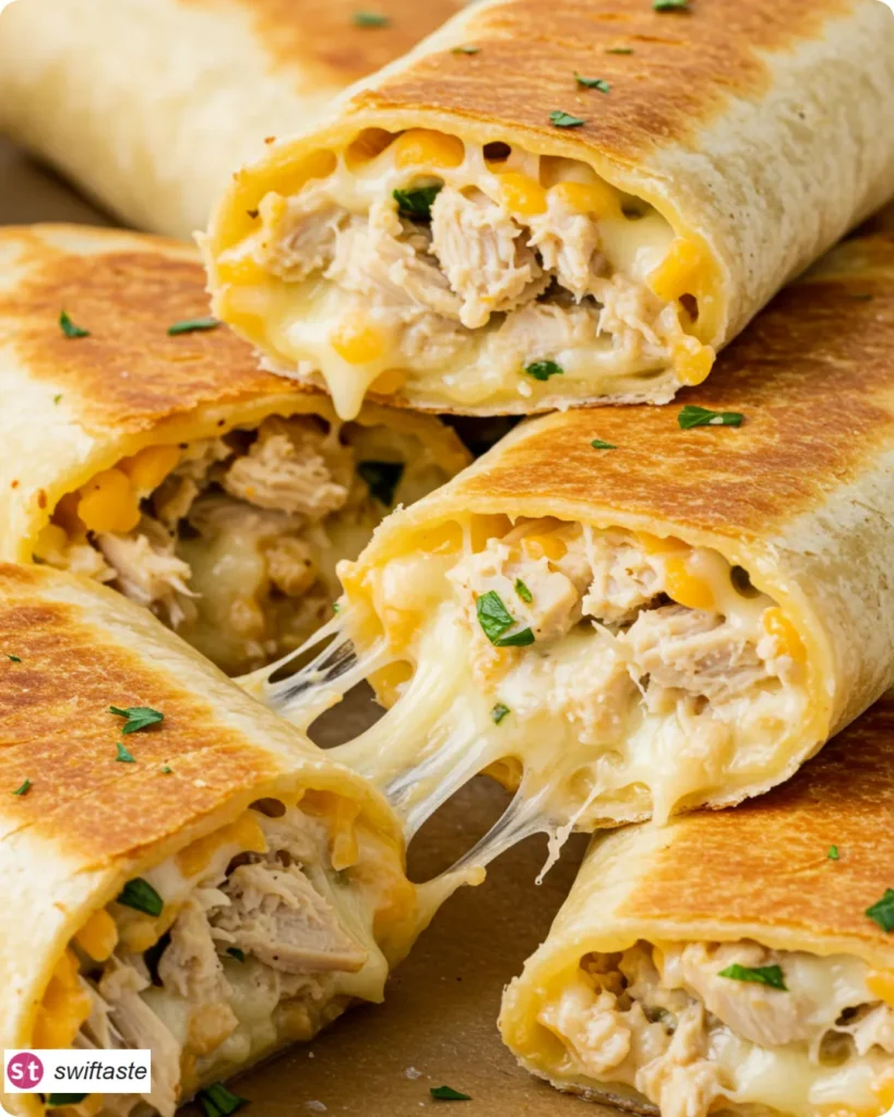 Ooey-Gooey Cheesy Garlic Chicken Wraps featured image