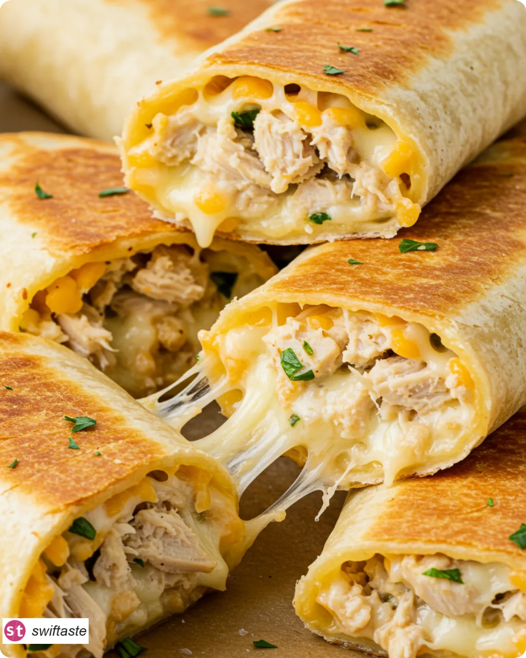 Ooey-Gooey Cheesy Garlic Chicken Wraps featured image