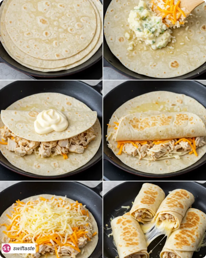Steps for Ooey-Gooey Cheesy Garlic Chicken Wraps