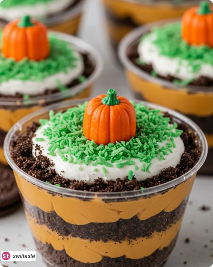 Pumpkin Patch Dirt Cups no-bake Oreo pudding dessert