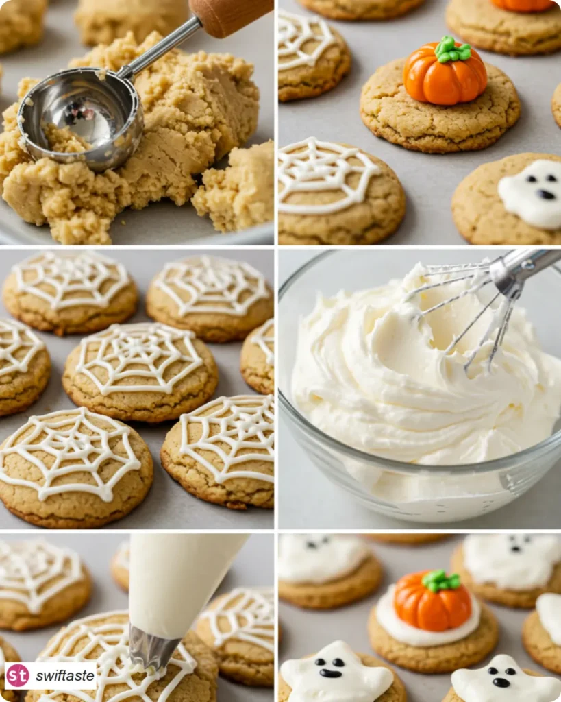Steps to make Pumpkin Spiced Halloween Cookie with frosting designs