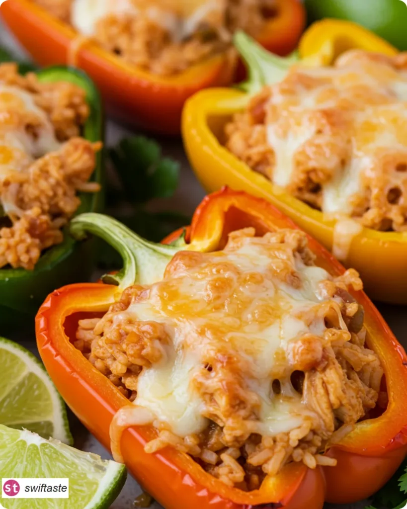 Shredded Chicken and Rice Stuffed Peppers