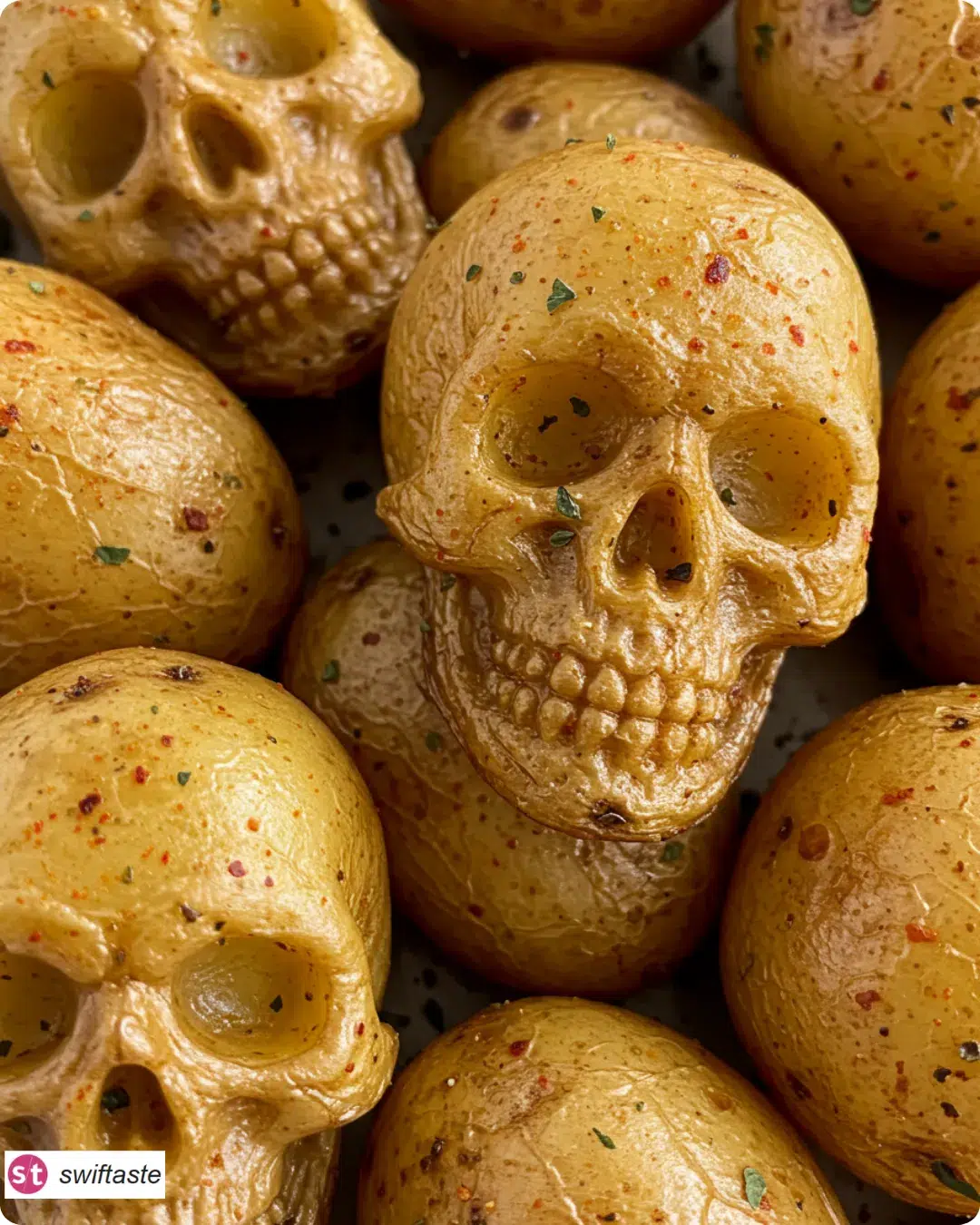 Skull Potato Bites roasted golden with crisp details