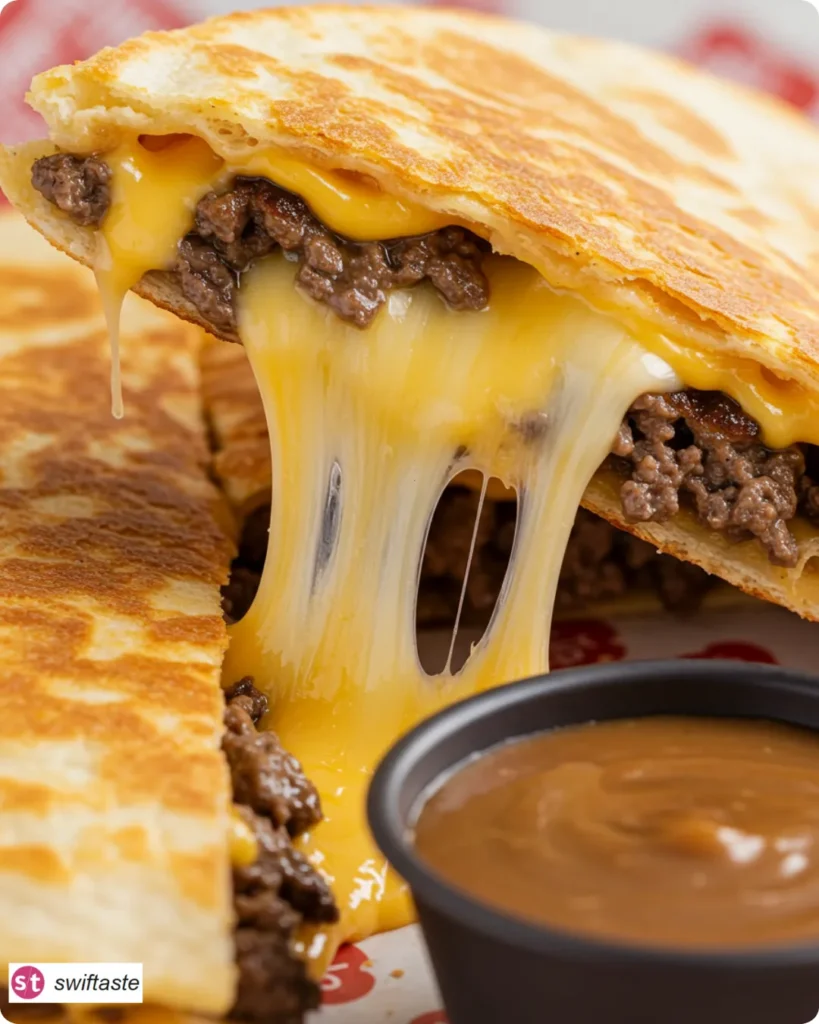 Served Smashburger Quesadillas with burger sauce