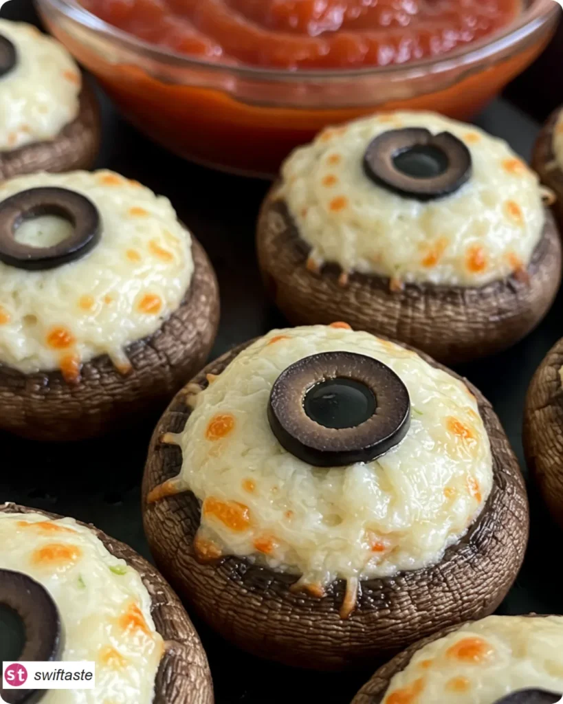 Spooky Stuffed Mushroom Eyeballs