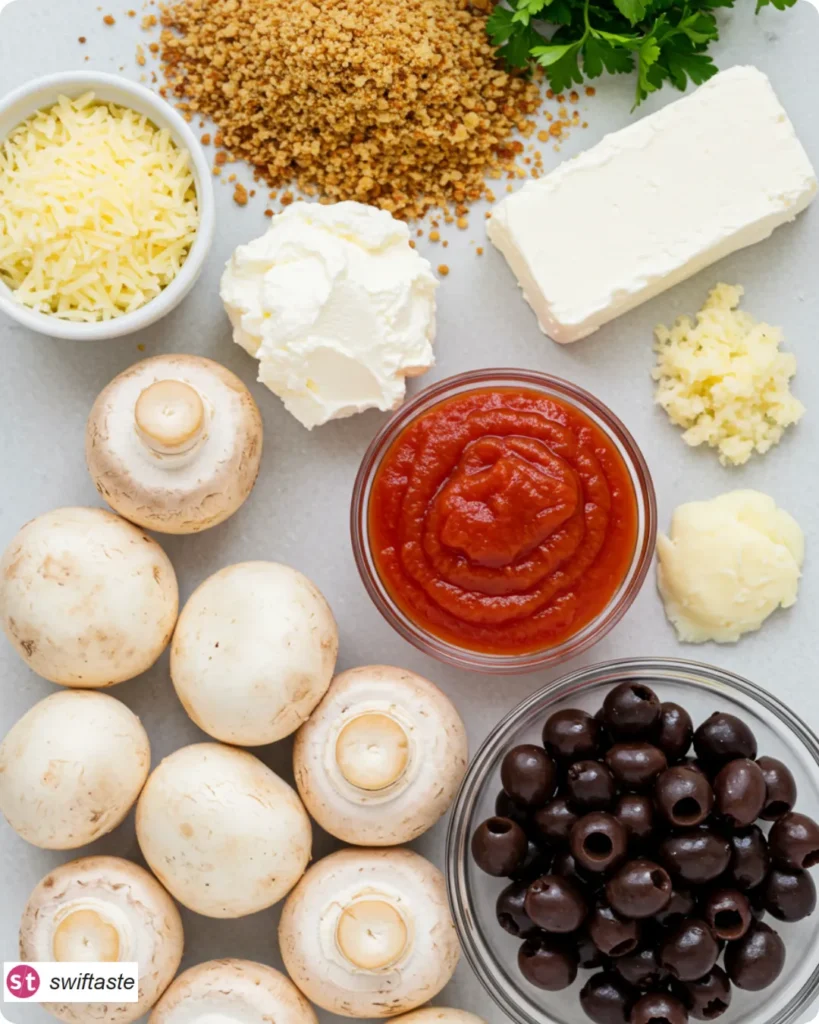 Ingredients for Spooky Stuffed Mushroom Eyeballs