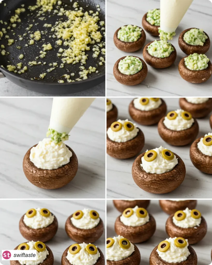 Steps for Spooky Stuffed Mushroom Eyeballs