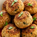 Air Fryer Turkey Meatballs juicy and golden with marinara