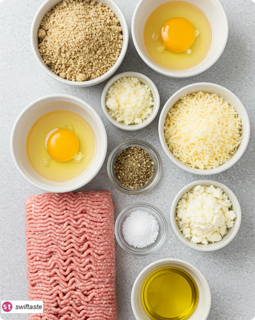 Air Fryer Turkey Meatballs ingredients arranged in bowls