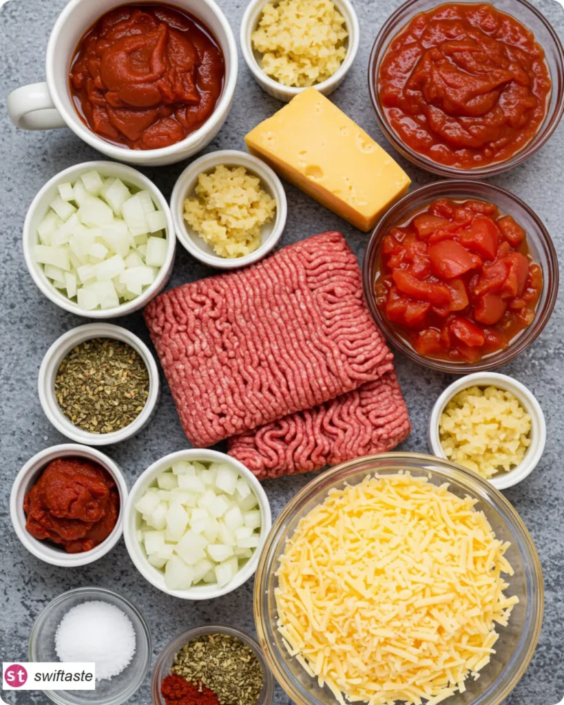 American Goulash ingredients overhead