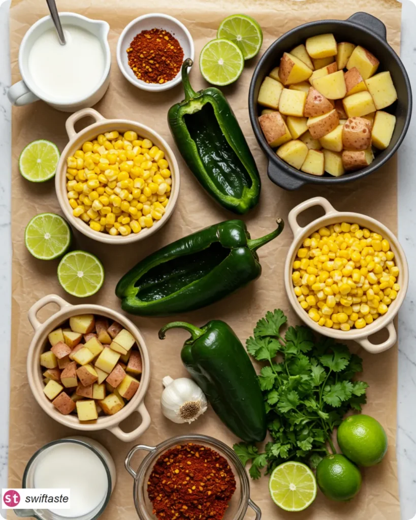 Ingredients for Creamy Poblano Corn Chowder with Potatoes