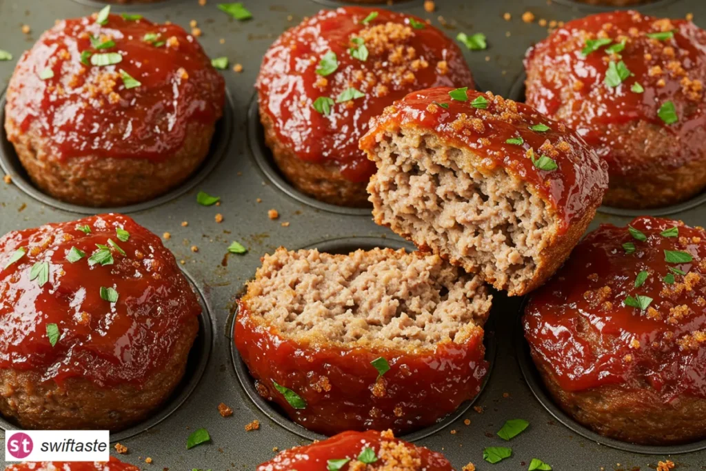 Mini Muffin Tin Meatloaves with shiny glaze and caramelized edges
