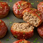 Mini Muffin Tin Meatloaves with shiny glaze and caramelized edges