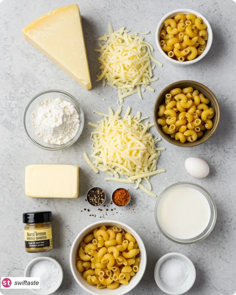 Ingredients for White Cheddar Mac and Cheese
