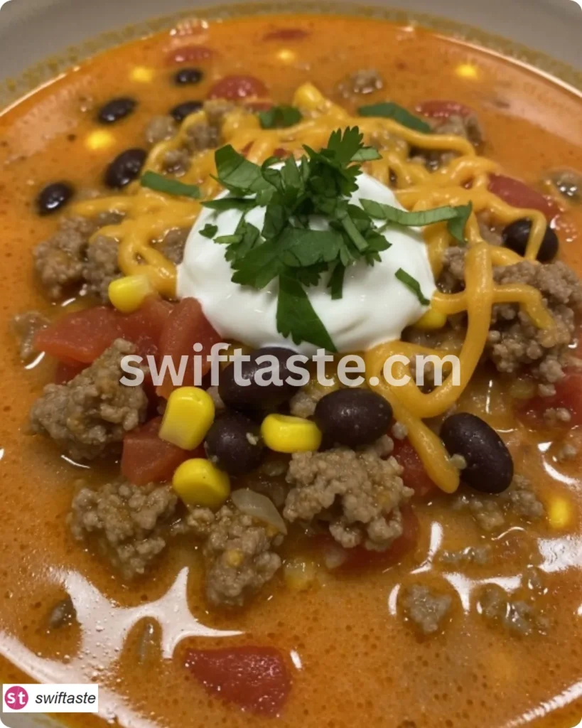 Cheesy Ground Beef Taco Soup