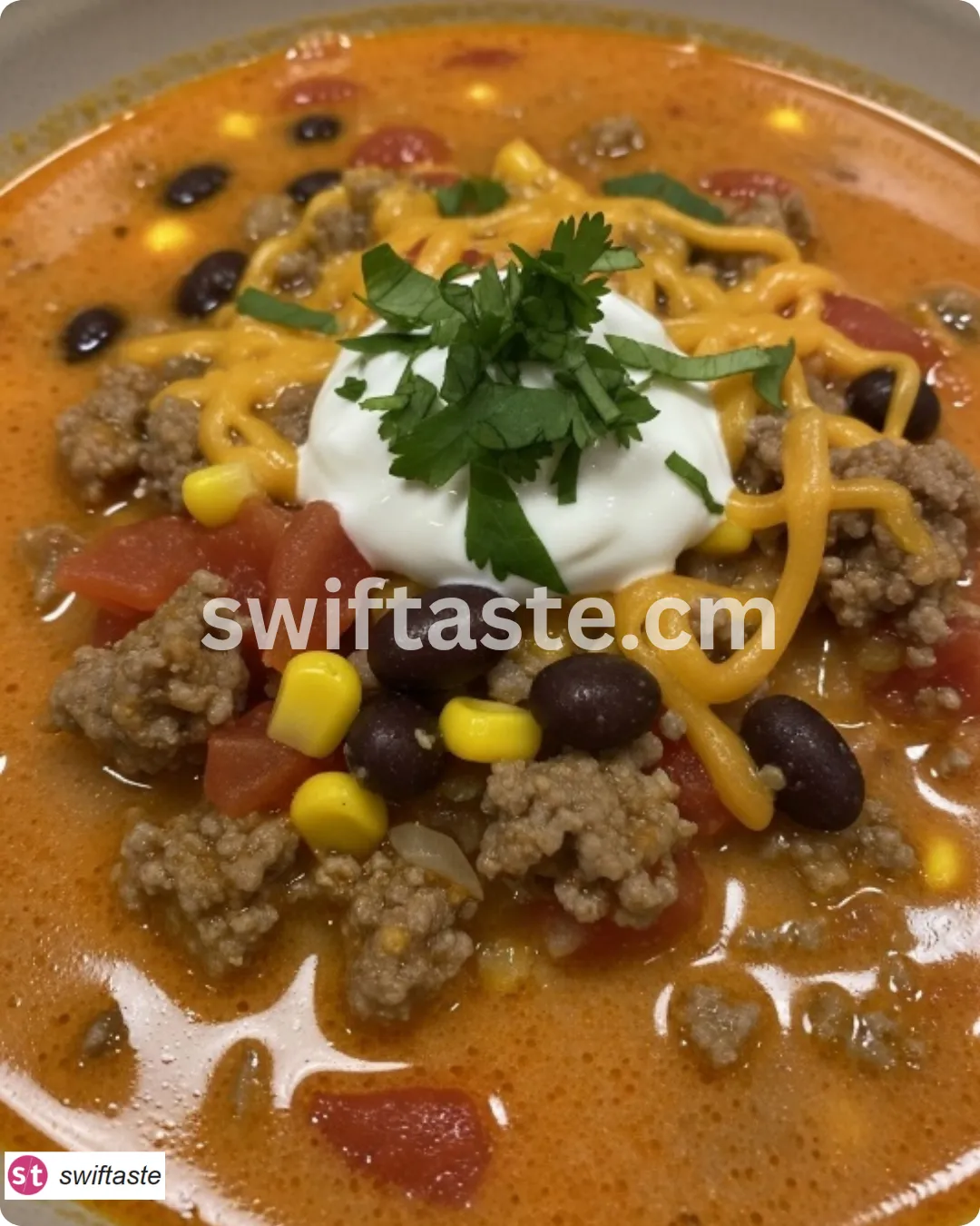 Cheesy Ground Beef Taco Soup