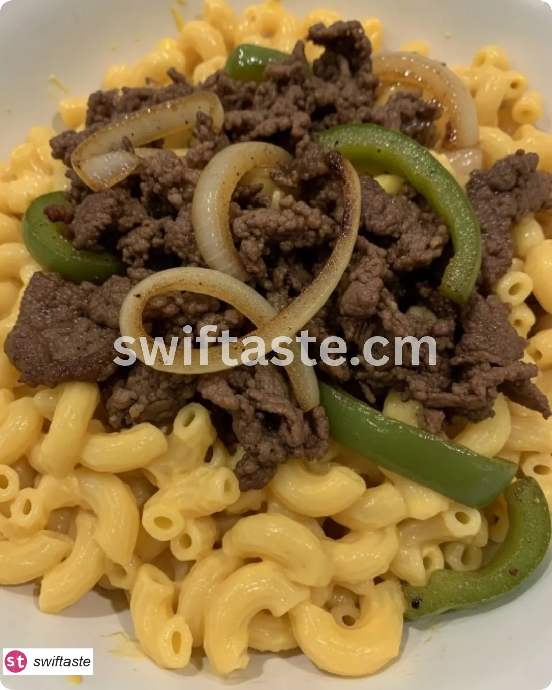High Protein Philly Cheesesteak Mac Cheese