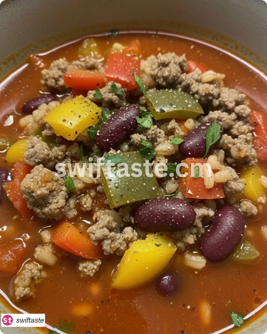 High Protein Stuffed Pepper Soup