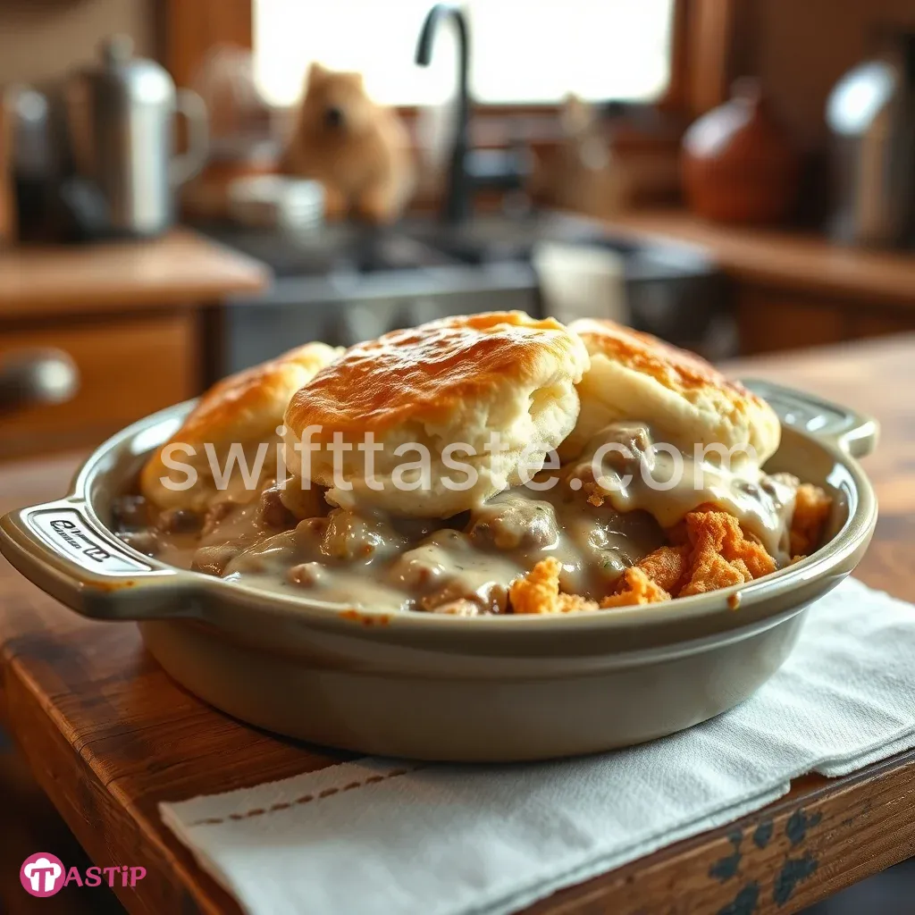 Biscuits and Gravy Hashbrown Casserole