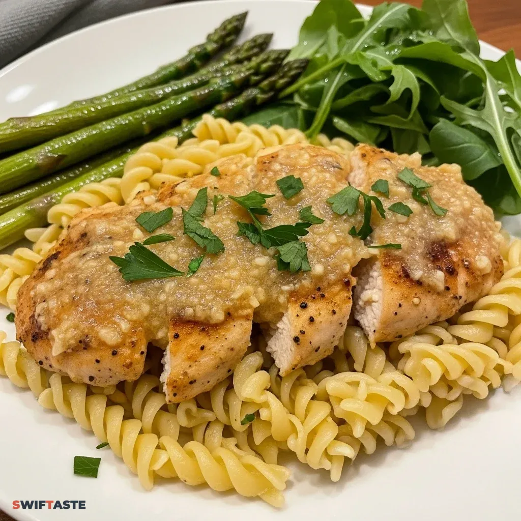 High Protein Garlic Parmesan Chicken Pasta