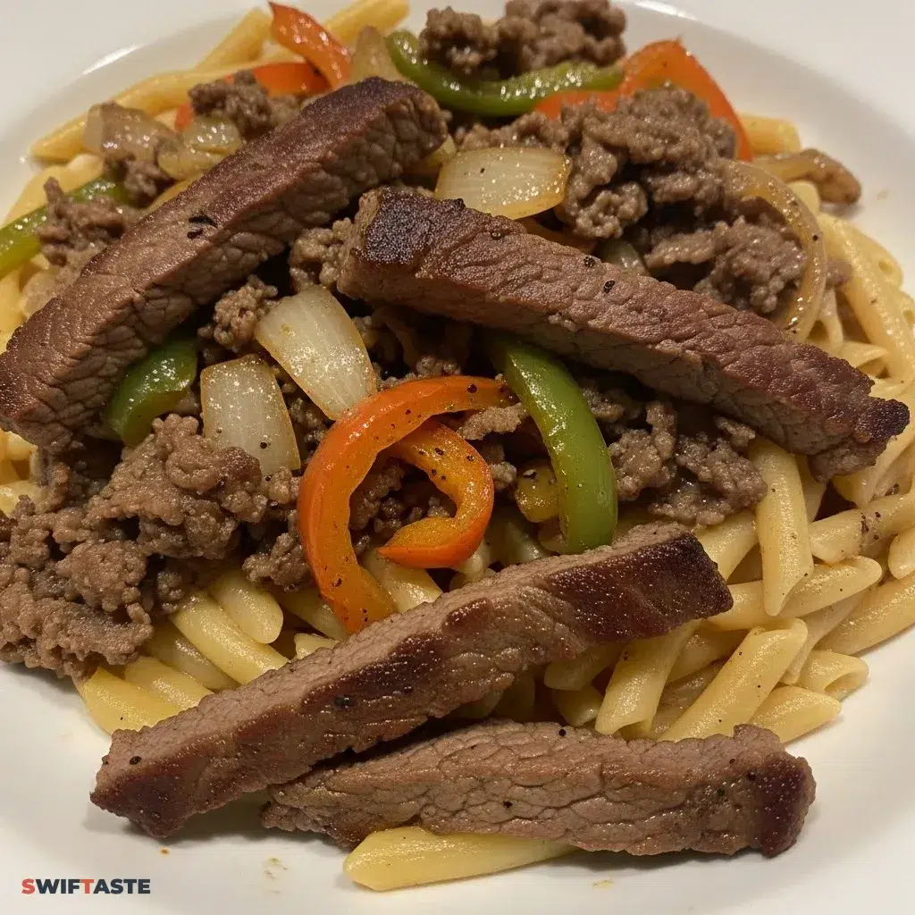 Philly Cheesesteak pasta 5 Philly Cheesesteak pasta